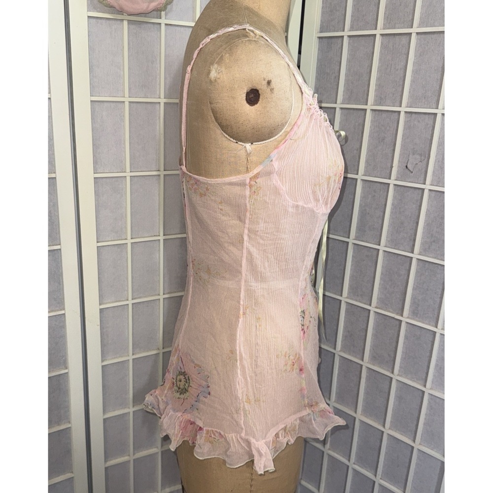 Vtg Y2K Victoria's Secret 100% Silk Set Floral Milkmaid Babydoll Chemise Slip S - Picture 16 of 16